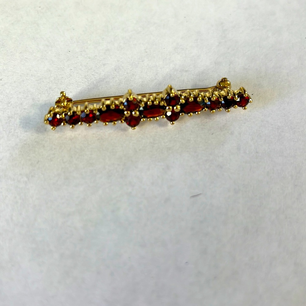 Vintage PD (Premier Design) gold plated Pin in excellent condition with Garnet.